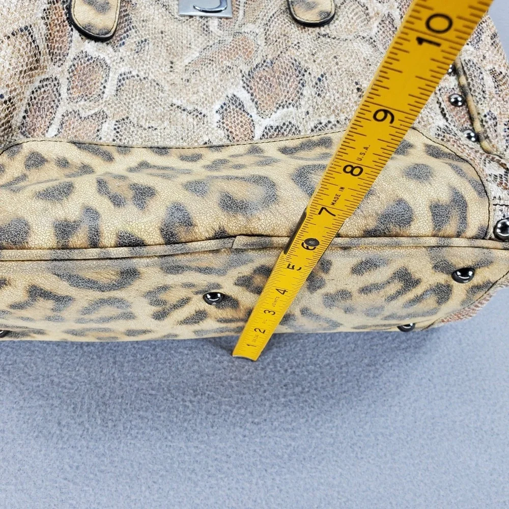 Joanel Faux Snakeskin Leopard Tote Handbag Studs Shoulder Bag‎ Y2K